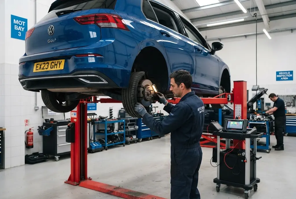 Auto inspection services at a UK vehicle inspection workshop
