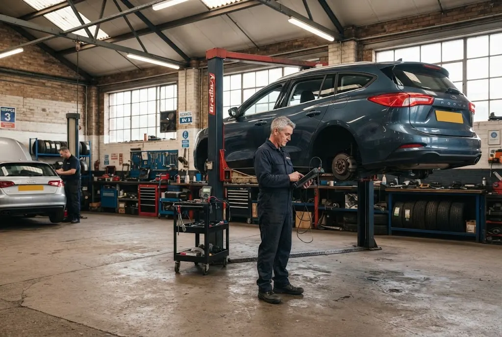 Auto service garage in the UK automotive industry