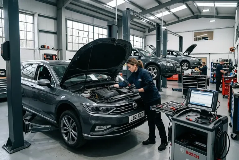 Car Servicing in the UK: Types, Costs and Key Trends Car servicing in the UK at a professional automotive garage